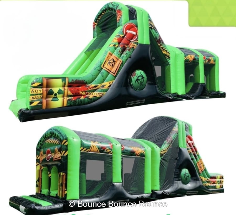 Inflatable Toxic Assault Course, 42ft with a BIGGER 10ft slide